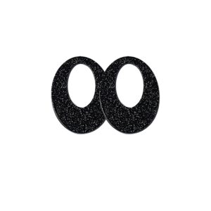 Acetaat ovaal dicht zwart glitter