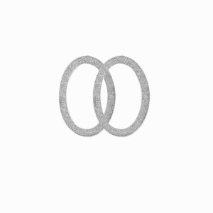 Edelstaal ovaal open glitter zilver - medium