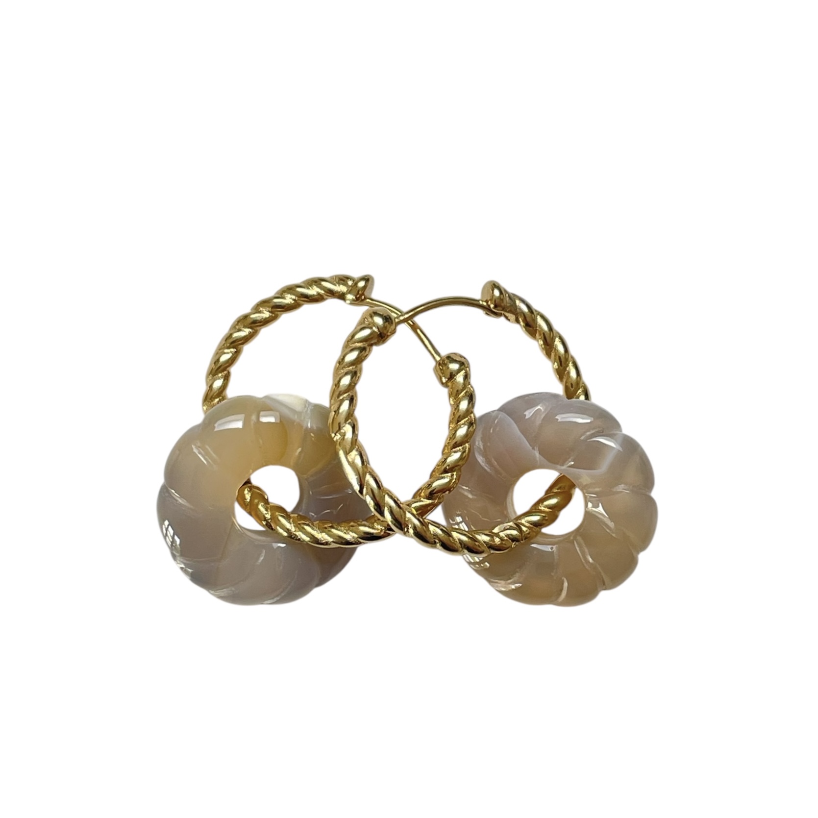 Halfedelsteen rond gedraaid taupe/grijs - Afbeelding 2