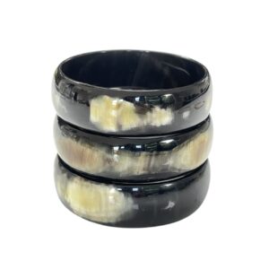 Buffelhoorn armband 20mm zwart mêlée