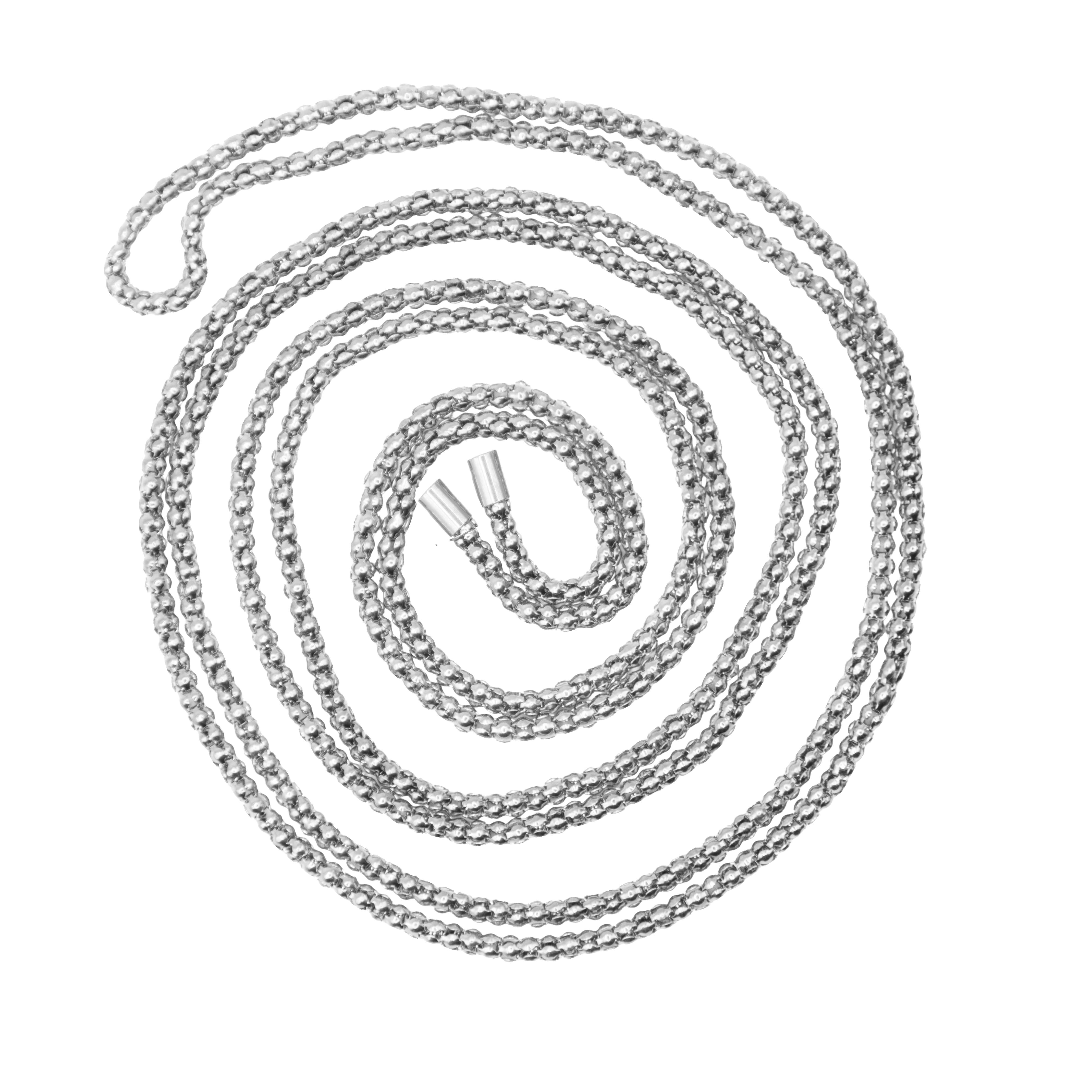 Wikkel-ketting popcorn schakel zilver