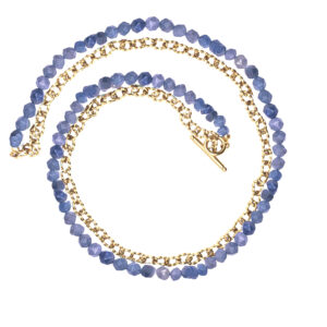 Ketting blauwe aventurijn/schakel goud