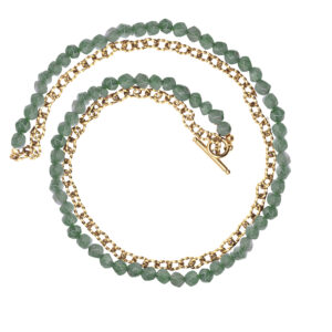 Ketting groene aventurijn/schakel goud